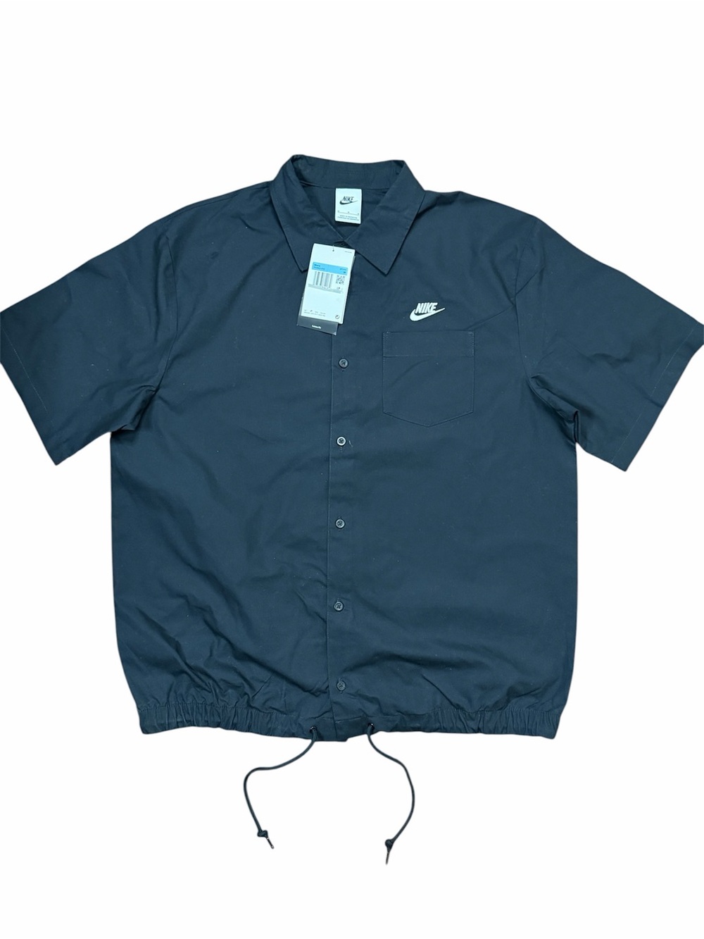 Nike Shirt Mens Large Club Oxford Short-Sleeve Work Button-Up Black FN3902-010